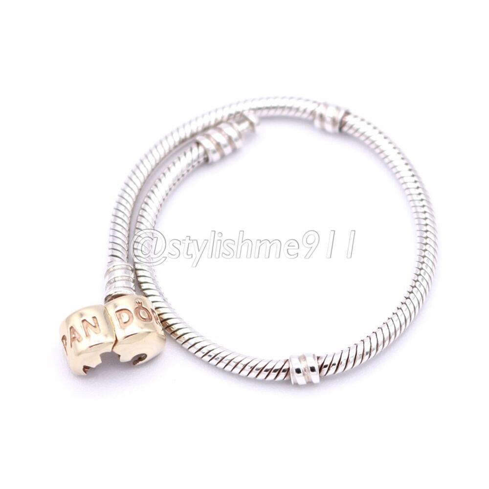 Authentic PANDORA Sterling Bracelet with 14K Gold Clasp - 590702-HG-B - Picture 5 of 11